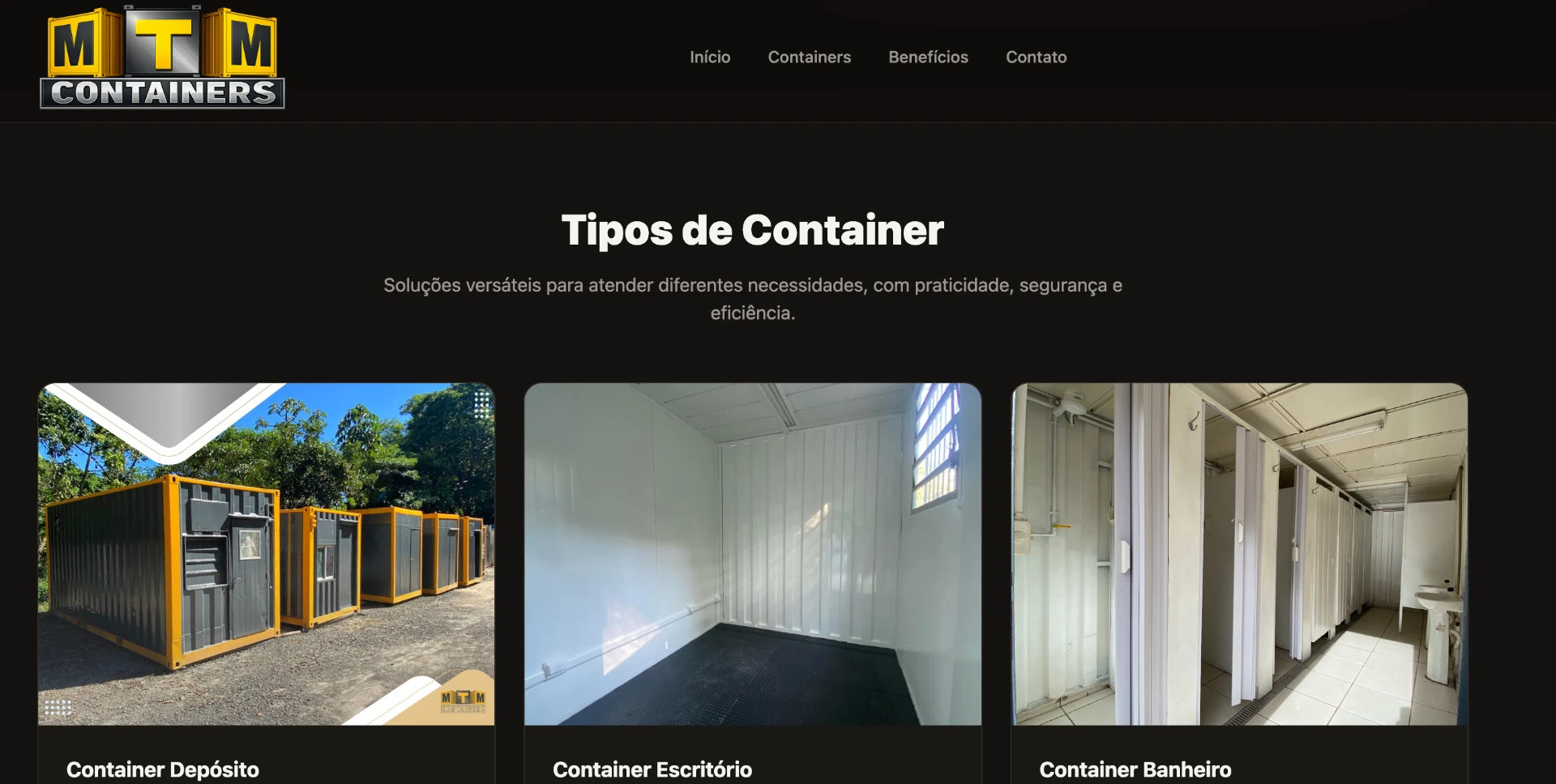 Preview do site MTM Containers